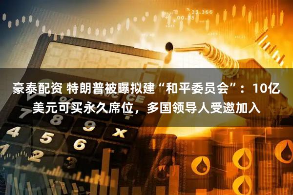 豪泰配资 特朗普被曝拟建“和平委员会”：10亿美元可买永久席位，多国领导人受邀加入